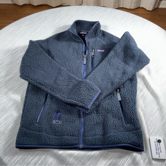 Patagonia Men's Medium Retro Pile Jacket - Navy STY22800 BCM Logo Embroidered - Picture 1 of 10